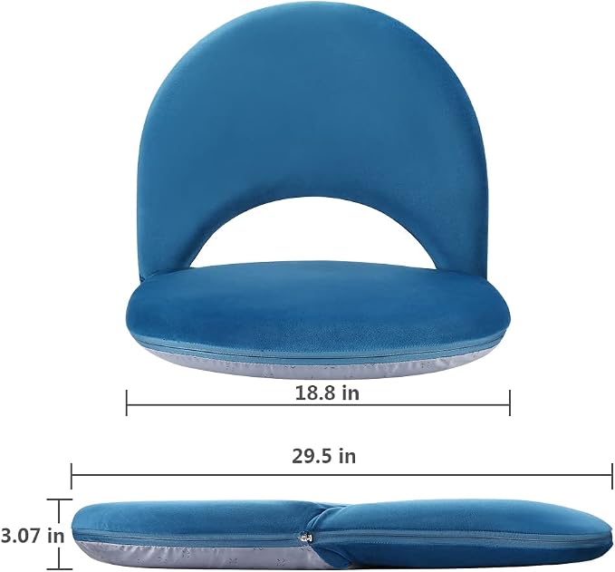 Nnewvante Floor Chair,42 Position Adjustable Back Support,Blue | Soft Crystal Velvet Cushion Floor Seat with Washable Cover for Meditation, Gaming, Reading, Classroom, Relaxing - Image 3