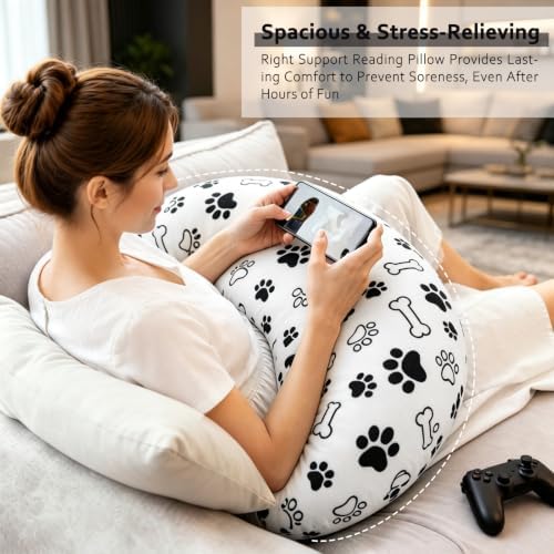 Ergonomic U-Shaped Gaming & Lap Pillow for Crocheting - Cute Dog Paws Crochet Pillow with Elbow & Arm Support, Lap Desk Pillows for Reading, Playing or Crocheting, Suitable for Adults - White - Image 7