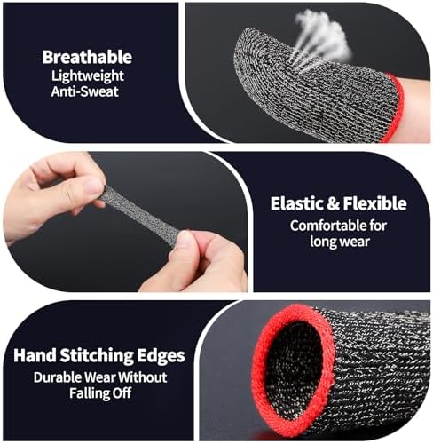 10 Pack Black Finger Sleeve for Gaming, Thumb Covers, Dedales Gamer Profesionales Thumb Sleeves Mobile Gaming Call of Duty Mobile PUBG Mobile Games Finger Covers, Mobile Gaming Accessories - Image 2