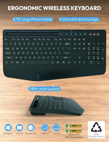 SABLUTE Wireless Keyboard and Mouse Combo, 2 Pack, Ergonomic Wrist Rest - Image 6