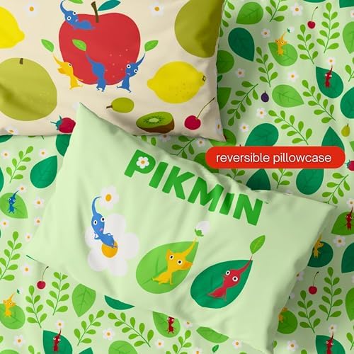 Nintendo Pikmin Game Kids Bedding Set, Twin Size 5 Piece Comforter and Sheet Set with Sham, (Officially Licensed Product) by Franco - Image 5