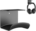Headphone Holder, Aluminum Headset Hanger with Adhesive Mount | Space Saving Headphone Stand for Gaming Desk, Computer, Office Setup, Black by Unknown