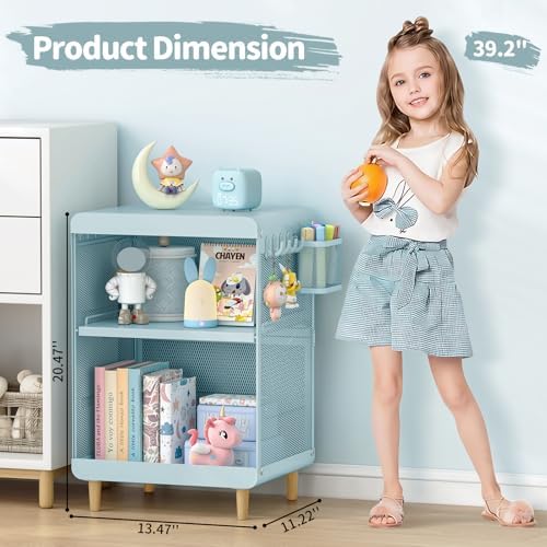 SYKIARIOL Kids Nightstand for Girls, 3-Tier Storage Shelf, Mint Green - Image 3