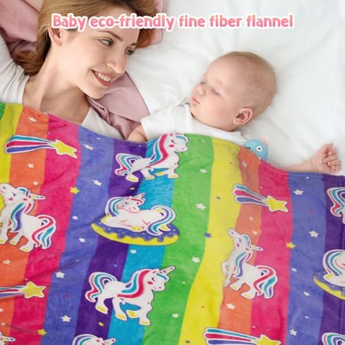 Jekeno Unicorn Toys Gifts for Girls Glow in the Dark Blanket Throw 50"x 60" - Image 5