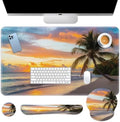 Arttown Keyboard Mouse Pad Set, 4 in 1 Desk Mat Set Beach Ocean by Arttown