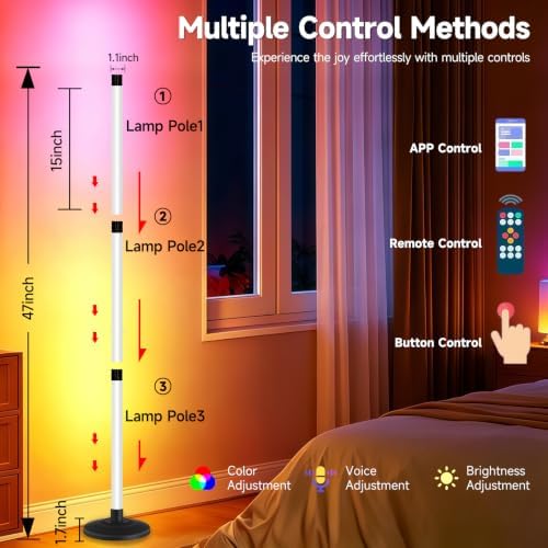 Bevenus RGB Corner Floor Lamp,1800LM LED Standing Lamp for Gaming Room,1P - Image 3