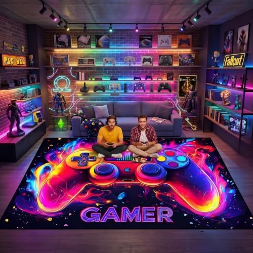 Gamer Rug for Boys Room - Gaming Rug, 6'x9' Game Controller Shape Gaming Carpet for Teens Boys Playroom Computer Chair Floor Mats Decor Game Carpet for Bedroom - Image 5
