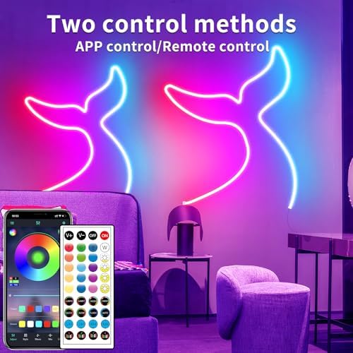 segrass 32.8ft LED neon Lights with Remote APP Control IP65 Waterproof Flexible Neon Strip Lights 24V RGB Rope Lights for Bedroom Room Outdoors Décor - Image 2