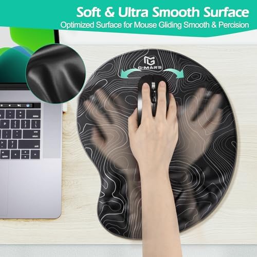 Gimars Upgrade Ergonomic Mouse Pad Wrist Rest with Memory Foam Massage Bump, Enlarge [ 30% Larger Moving Space] Mouse Pad Wrist Support with Nonslip PU Base for Laptop, Computer, Gaming & Office - Image 5