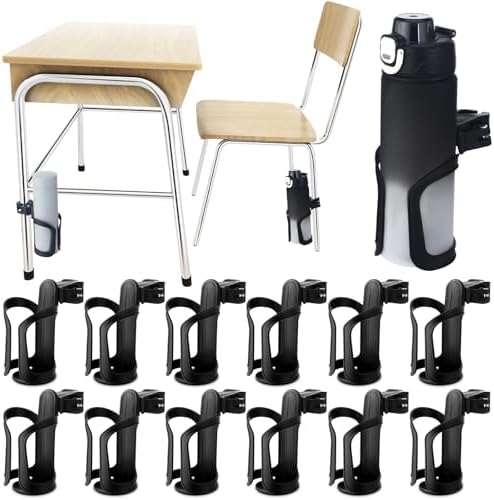 Reallnaive 12 Pcs Water Bottle Holder for Classroom Desk Cupholder Back to School Gift for Student Anti-Spill 360° Rotating Water Bottle Holder for Desk Chair to Hold Coffee Cup for Office Classroom by Reallnaive