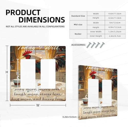 Decorative Outlet Covers Vintage Funny Chicken Rooster 2 Gang Light Switch Cover Plate Double Rocker Wall Plate Gfci Switch Plate Covers Plug Faceplate for Kitchen Decor - Image 5
