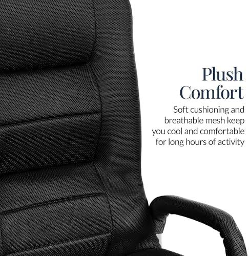 Best Choice Products Swivel Gaming Chair 360 Degree Multipurpose Floor Chair Rocker for TV, Reading, Playing Video Games w/Lumbar Support, Armrest Handles, Adjustable Foldable Backrest - Black/Black - Image 5