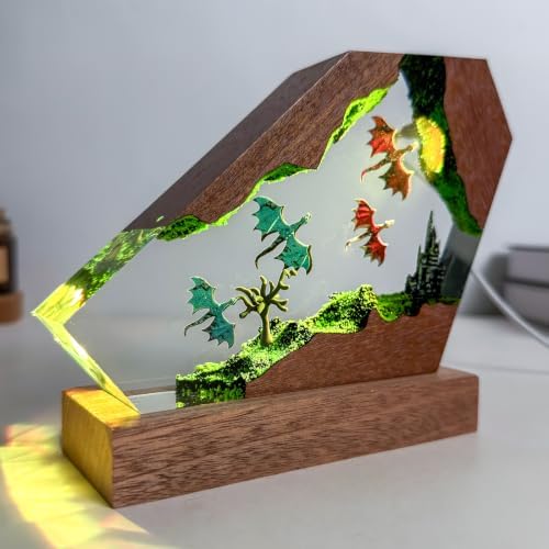 Epoxy Dragon Resin Lamp, Handmade Resin Night Light with USB Port - Image 3