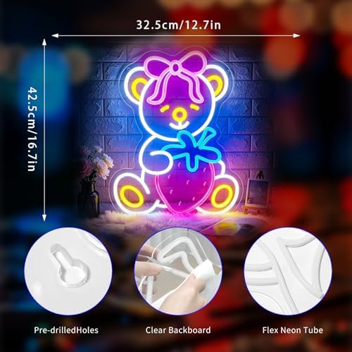 Neon Sign, Bear Neon Signs for Wall Decor LED Signs Neon Light - Image 3
