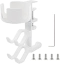 4 in 1 Desk Cup Holder with Headphone Hanger and Controller Stand Gaming Accessories, Under Desk Clamp Rotatable Headset Holder,Adjustable&Rotating Upgraded Arm Clamp,Desk Controller Holder (White) by QENWKXZ