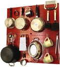 Wall Control Kitchen Pegboard Organizer Pots and Pans Storage Rack Organization Kit with Red Pegboard and White Accessories by Wall+Control