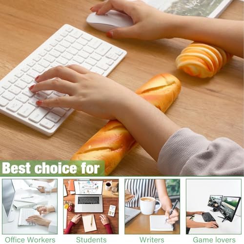 Flutesan 2 Pieces Keyboard Mouse Wrist Rest Pad Wrist Rest Support Funny Desk Pad Toast Bread Keyboard Rest Cute Cushion for Typing(Mixed Style,13.4 x 2.2 x 1.6/5.9 x 1.6 x 2.4 Inch) - Image 6