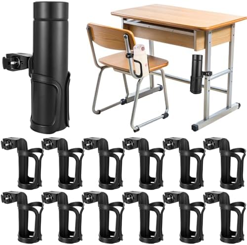 12 Pcs Water Bottle Holder Anti-Spill 360° Rotating for Desk Chair Classroom Office, Chair Pocket Attachment Back to School Gift Cup Organizer for Coffee Drinks by Joottuan