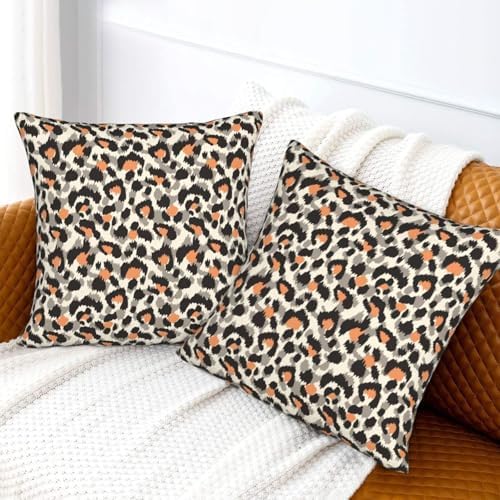 Cheetah Animal Print Pillowcase Set of 2 Leopard Throw Pillow Covers Shells for Couch Office Bedroom Home Decoration, 18"X18" - Image 6