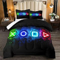 Gaming Comforter Sets for Boys, Gamer Bedding Sets for Boys Queen Size, Black Gaming Gamepad Soft Kids Comforter Sets Boy Bedroon, 1 Comforter and 2 Pillowcases by Kodhyvj