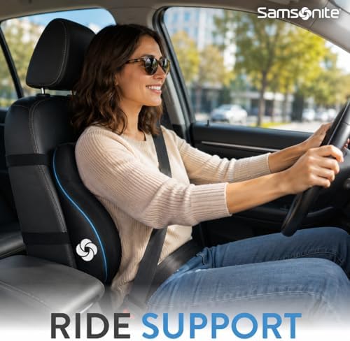 Samsonite Memory Foam Lumbar Support Pillow, Ergonomic Back Cushion for Office Chair, Gaming Chair, Automotive Full Back Support, Home Essentials for Sitting Comfort and Posture Relief, Black - Image 3