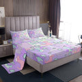Erosebridal Dinosaur Bed Sheets Full Size, Kawaii Dinosaur Bedding Sets for Kids Girls Boys Gift Bedroom Decor, Cartoon Cute Animals Flat Sheet,Palm Leaf Sheet Set, Green Purple Pink by Erosebridal