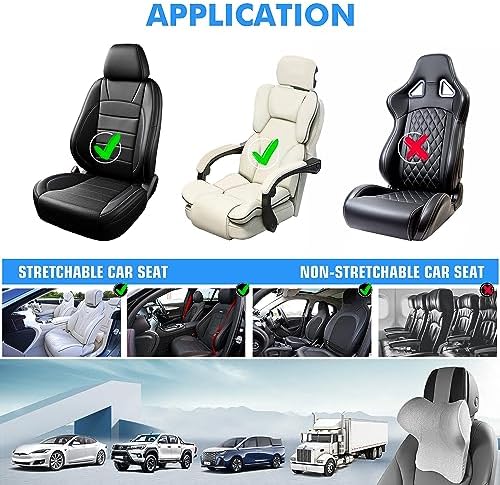 Car Neck Pillow for Driving Seat Car Headrest Pillow with Flexible Strap, 100% Memory Foam Neck Support Pillow for Car, Office Chair Black Pack of 2 - Image 5