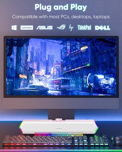 LENRUE G11 Computer Speakers for Desktop, Touch Lights PC Speakers with Surge Clear Sound, USB C/USB Powered, AUX Audio for Computer Desktop PC Laptop Desk - Image 5