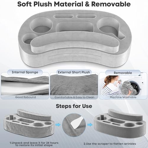 LVVIL Couch Cup Holder Pillow Tray with 6 Slots, Gaming Pillow Couch Cupholder Tray with Armrest Cushion, Couch Caddy & Buddy with Drink, Controller, Remote, Phone Holder, Gaming Snack Holder - Image 3