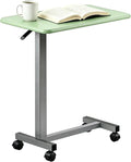 Adjustable Overbed Table with Wheels, Pneumatic Height Lift Rolling Bedside Table, Standing Desk for Home & Office Use, Ideal for Seniors & Limited Mobility (Light Green) by Unknown