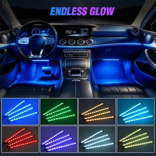 Nilight 4PCS Car USB Interior Lights RGB Remote Control | 48LED 5V DC Multicolor Music Car Neon Accent Light Strips Under Dash Lighting Kit with Sound Active Function - Image 4