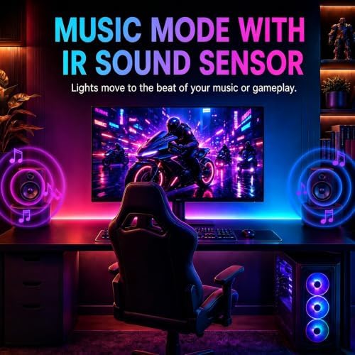 FFJ TV Light Bars, 9.5 Inch RGB Lights for Bedroom, Music Sync, Black - Image 7