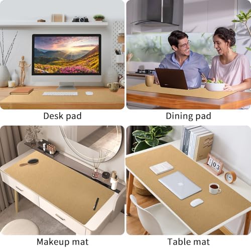 Bloss Gold Leather Desk Mat 47.2" x 16.9", Large Keyboard Pad for Desk, Desk Matt for Desktop, Waterproof Desk Pad Mat, Computer Mat for Office/Home/Decor - Image 5