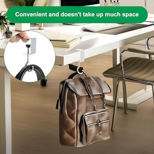 cobee Clamp-On Under Desk Hooks, Desk Mount Hanging Bag Holder Metal Hook - Image 2