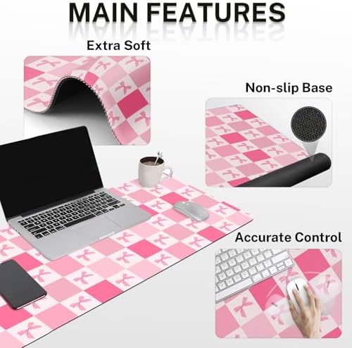 Arttown Keyboard Mouse Pad Set, 4 in 1 Desk Mat Set Kawaii Cute - Image 3