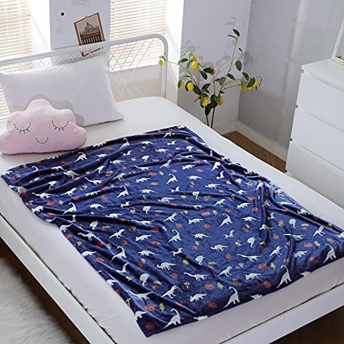 SOCHOW Glow in The Dark Dinosaur Throw Blanket 50 x 60 Inches, Navy Blue - Image 6