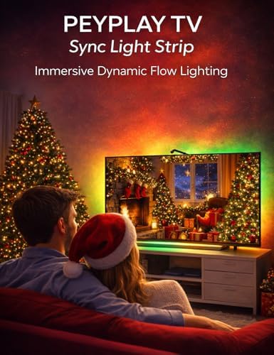 TV Backlight with Camera, Fish-Eye Correction Sync to 55-65 Inch TVs, 11.8ft RGB+IC LED Strip Lights, 3 Colors in 1 Lamp Bead, Voice & APP Control - Image 4