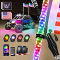 Nilight RGB LED Whip Light 2PCS 4FT with 4 Rock Lights Combo by Nilight