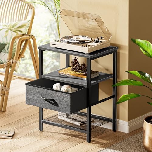 Huuger Nightstand Set of 2, Night Stand with Fabric Drawer, Mesh Shelf - Image 2