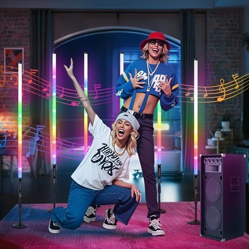 6Pack RGB Tube Light 4ft Rechargeable 5000mAh DJ Lights Tube Bar with Case Wireless Colorful Neon Lights Bar Stand for Stage Party Event Wedding Photo Booth Studio Light Stick - Image 4