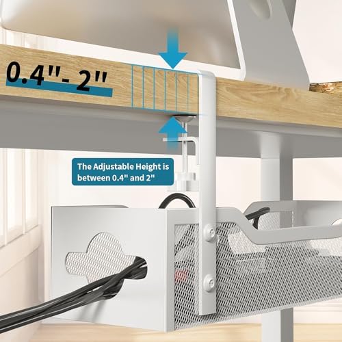 Under Desk Cable Management Tray 3 Pack, Cable Management Under Desk No Drill, Cable Organizer with Clamp for Wire Management, Cord Organizer for Office, Home - No Damage to Table (White) - Image 3