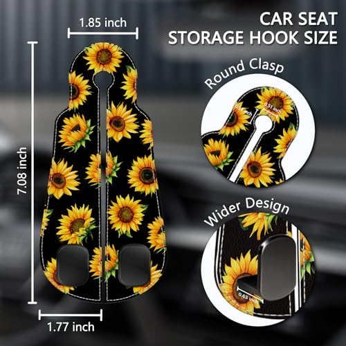 Blusabaca 2PCS Car Seat Headrest Hooks, Purses Bags Holder, Sunflower - Image 5