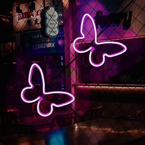 2 Pieces Butterfly Neon Sign USB/Battery Powered LED Light for Wall Decor - Image 3