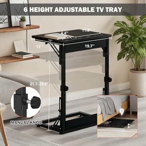 Folding TV Trays Set of 2, Adjustable Height TV Trays for Eating on Couch - Image 3