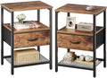 Huuger Nightstand Set of 2, Night Stand with Fabric Drawer, Mesh Shelf by Huuger