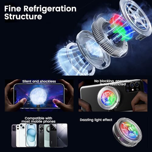 Phone Cooler, Magnetic Fan Small USB S1 ICE Phone Cooler for Gaming, Semiconductor Cooling RGB Cellphone Radiator for Cell iPhone Ipad Ps5 Gamer Influencer Tiktok Live Streaming - Image 5
