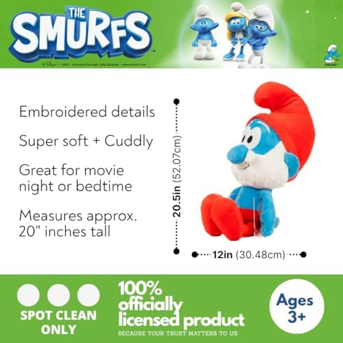 Franco The Smurfs Papa Smurf Bedding Super Soft Cozy Cuddle Pillow Buddy, (Officially Licensed Product) Collectibles - Image 2