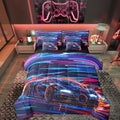 Feelyou Race Car Bedding Set 7 Piece Boys Girls Speed Sports Car King Comforter Set with Sheets for Kids Extreme Sports Bed in a Bag Trippy Automobile Colorful Bed Set Room Decor by Feelyou