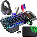 Wireless Gaming Membrane Keyboard Mouse and Bluetooth Headset Kit-Black RGB by ZIYOULANG