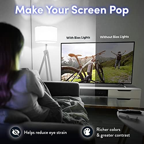 Luminoodle Bias Lighting, Backlight Kit for Monitors up to 24" - USB LED Light Strip - Computer Monitor Backlight - True White Adhesive Strip - White - Small (<24" TV) - Image 6